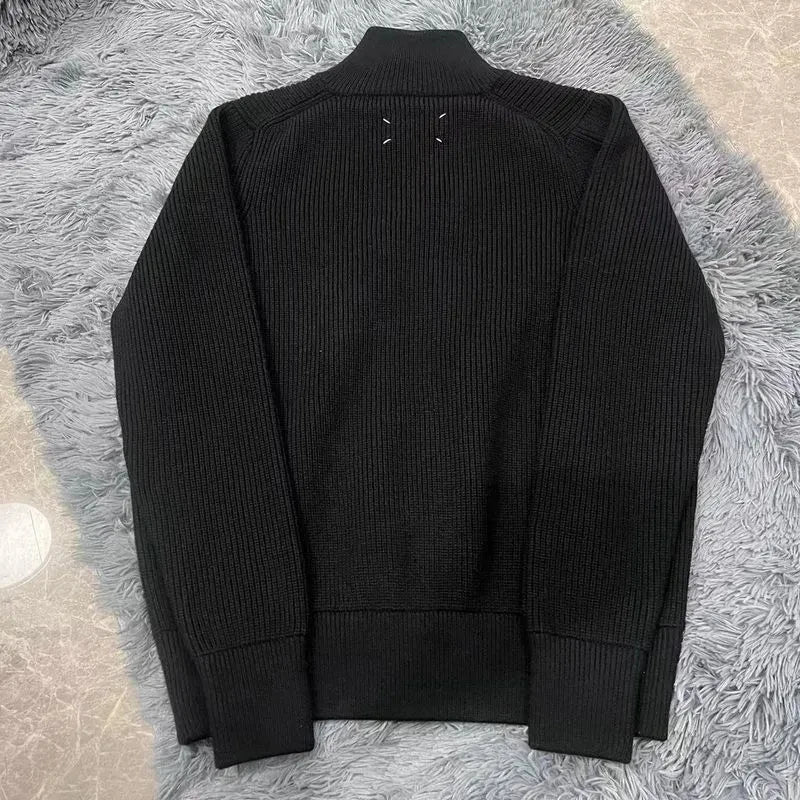 Warm Knitted Cardigan Men Double Zipper Turtleneck Cashmere Men's Winter Knit Jacket Autumn Spring Casual Fashion Sweater Coat
