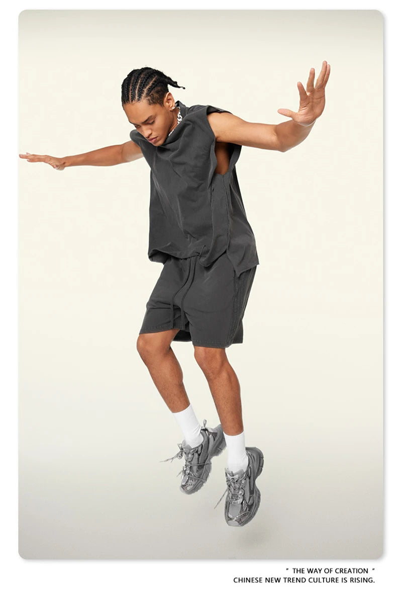 ZODF Vintage 2024 Washed 270gsm Cotton Tank Tops For Men Unisex Summer Relax Fit Slit Sleeveless Vest Streetwears HY0777