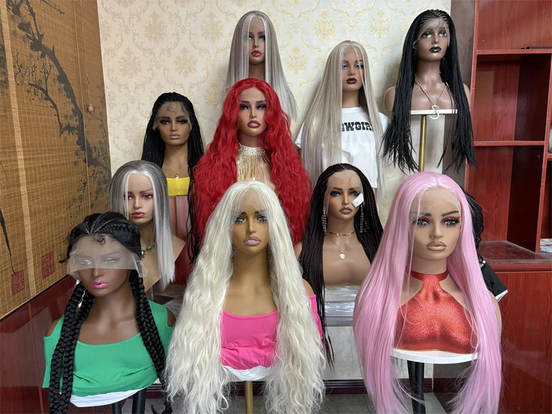 Ash Brown Mixed with Dirty Blonde Wig Natural Women"s Hairs Synthetic Lace Front Wigs with Bangs Long Glueless Wig Fringe Sale