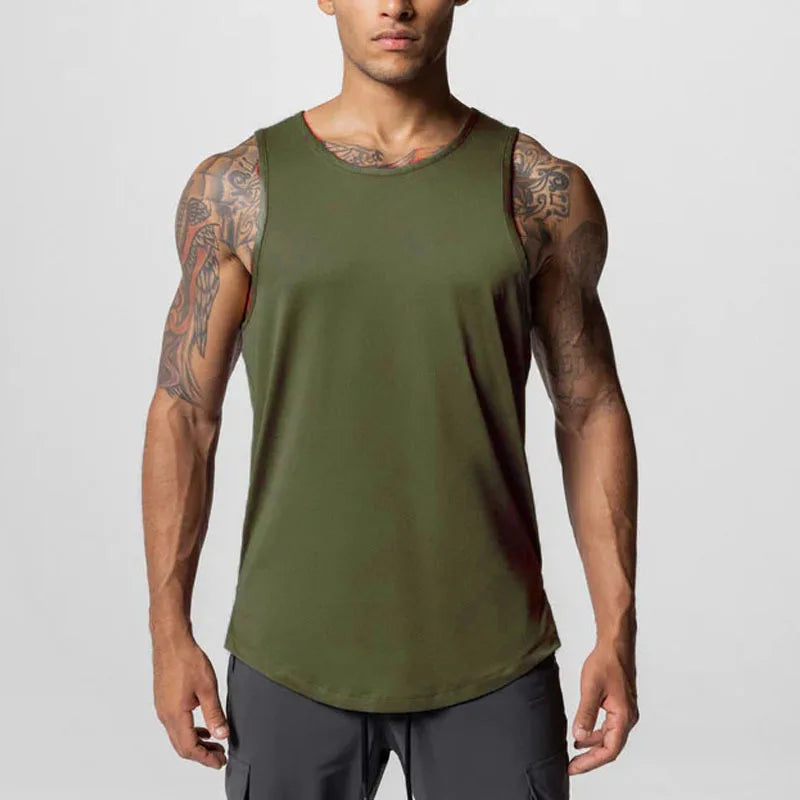Men's Summer Quick Dry Mesh Breathable Casual Tank Top Male Gym Fitness Clothing Sleeveless Shirt Sports Running Vest Undershirt