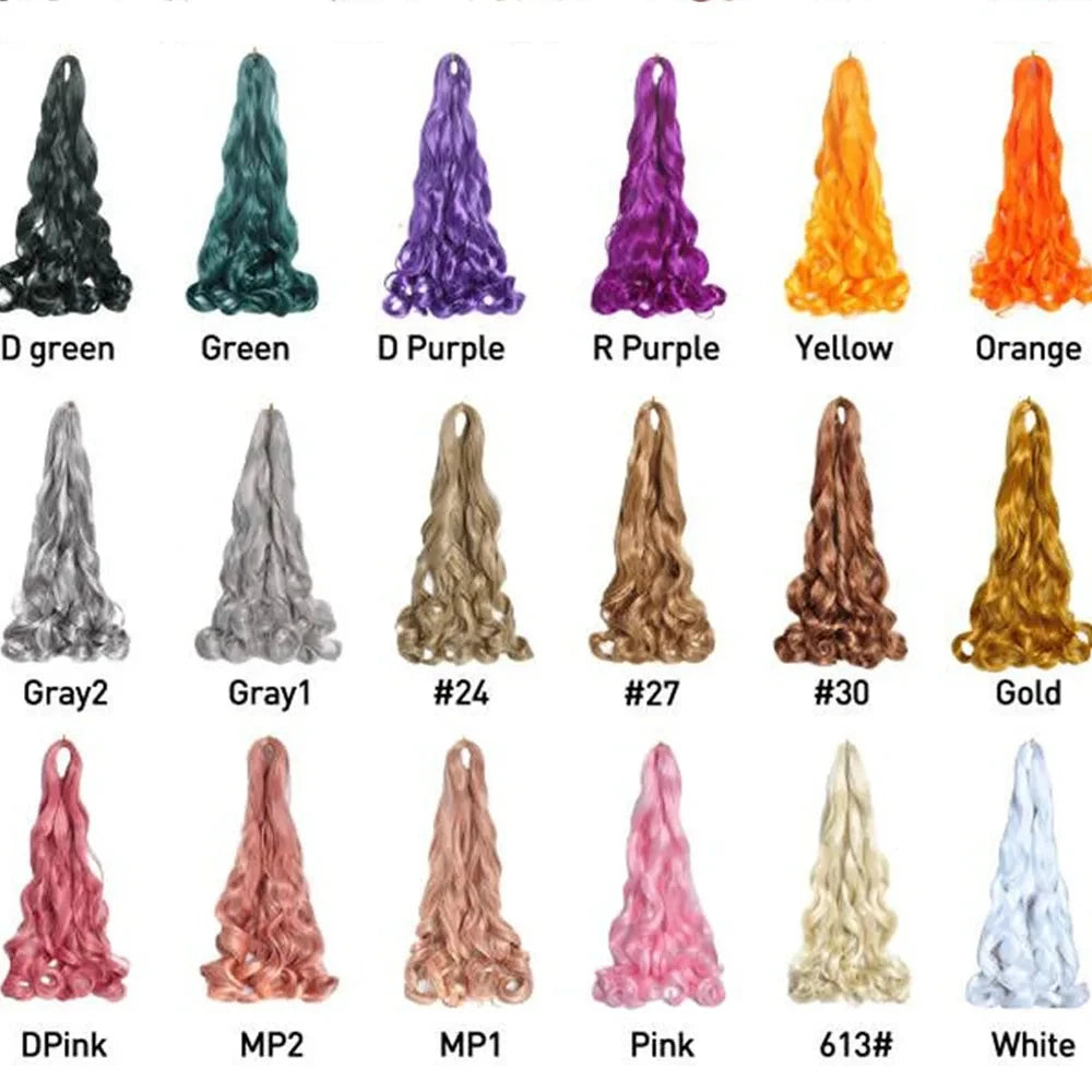 French Curly Crochet Braiding Hair Synthetic Loose Wave Ombre Braids Hair for Women Spiral Curls Pre Stretched Hair Extensions