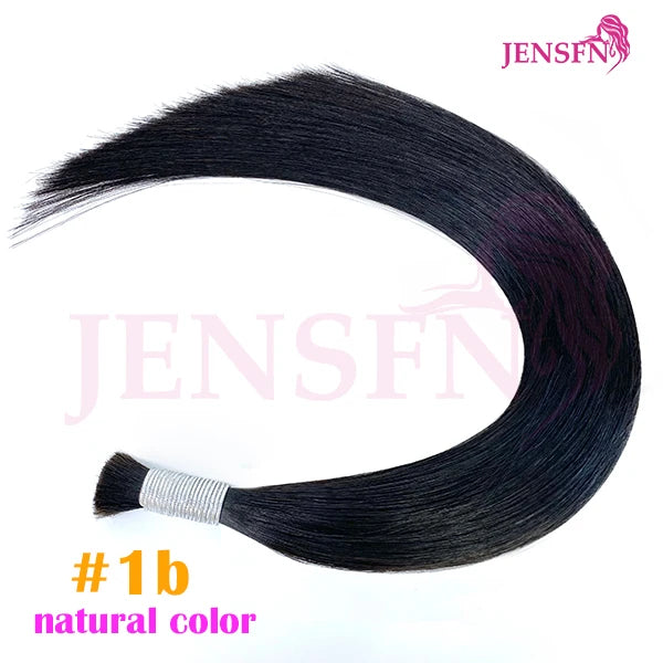 JENSFN  Bulk Hair Extensions Human Hair Straight  16"-26" Inch 50g/Strand  #613 60  Brown Blonde Color Hair Salon Supplies