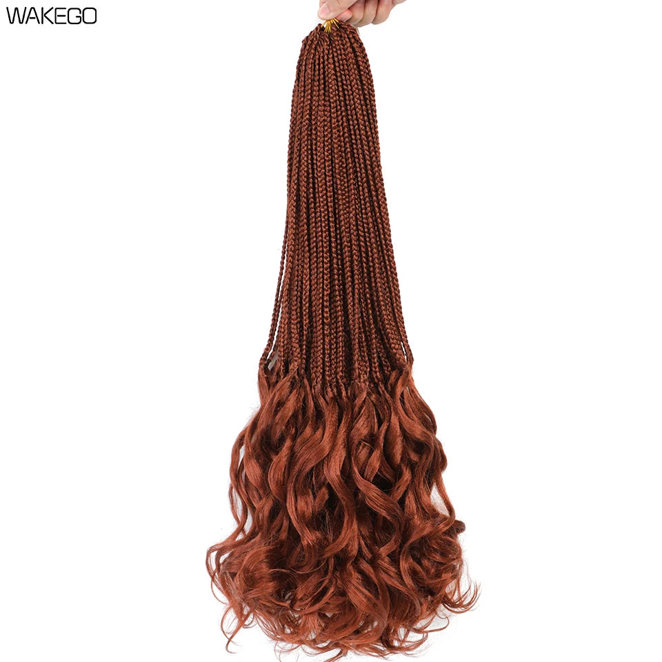 24 18 14 Inches French Curly Crochet Braids New Goddess Box Braids Bouncy French Curl Braid Hair Crochet Synthetic Braiding Hair