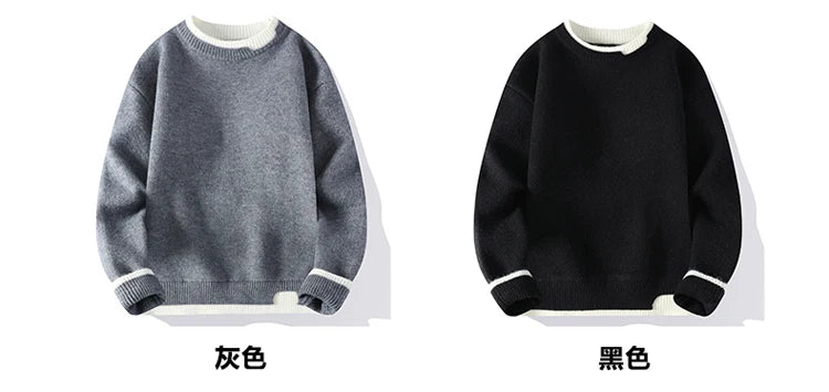 men round neck Solid color knitwear Men's High-Quality Fashion Trend Sweater Autumn/Winter Men Casual Comfortable Warm Sweaters