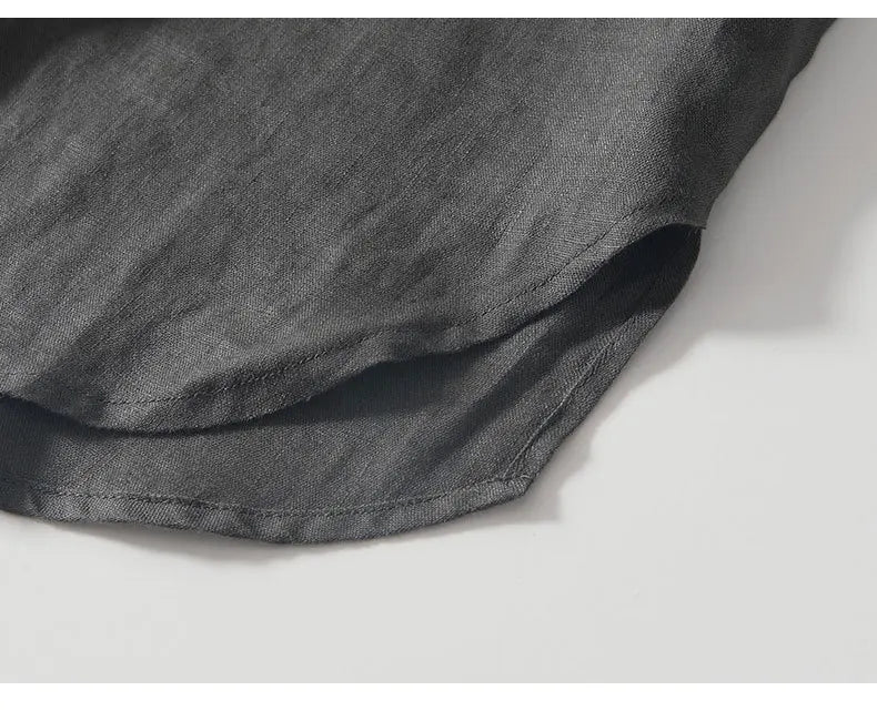 Summer New Casual Short Sleeve Shirts for Men Slim 100% Linen Streetwear Solid Color Men Clothing BL994