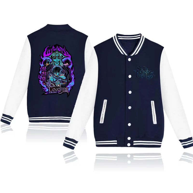 New Anime Solo Leveling Print Baseball Jacket Women Men Casual Loose Jacket Autumn Winter Sweatshirt Jersey Tops