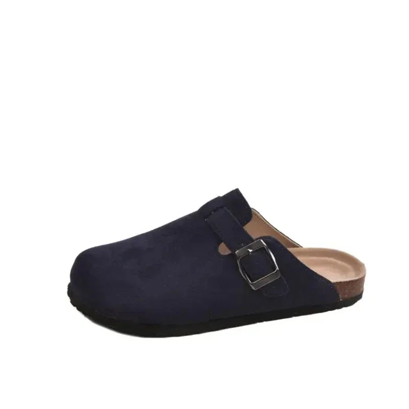 2026 Fashion Women Casual Faux Suede Slippers Wedges Heel Cork Mules Platform Clog Non Slip Sole Buckle Outdoor Home Shoes35--44