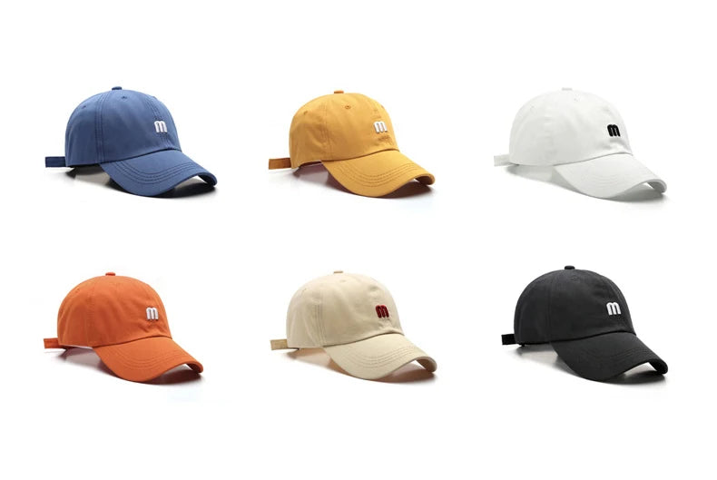 Embroidered M Baseball Cap For Women Men New Spring Summer Cotton Solid Sunhat Sports Snapback Caps Fashion Hip Hop Fishing Hat