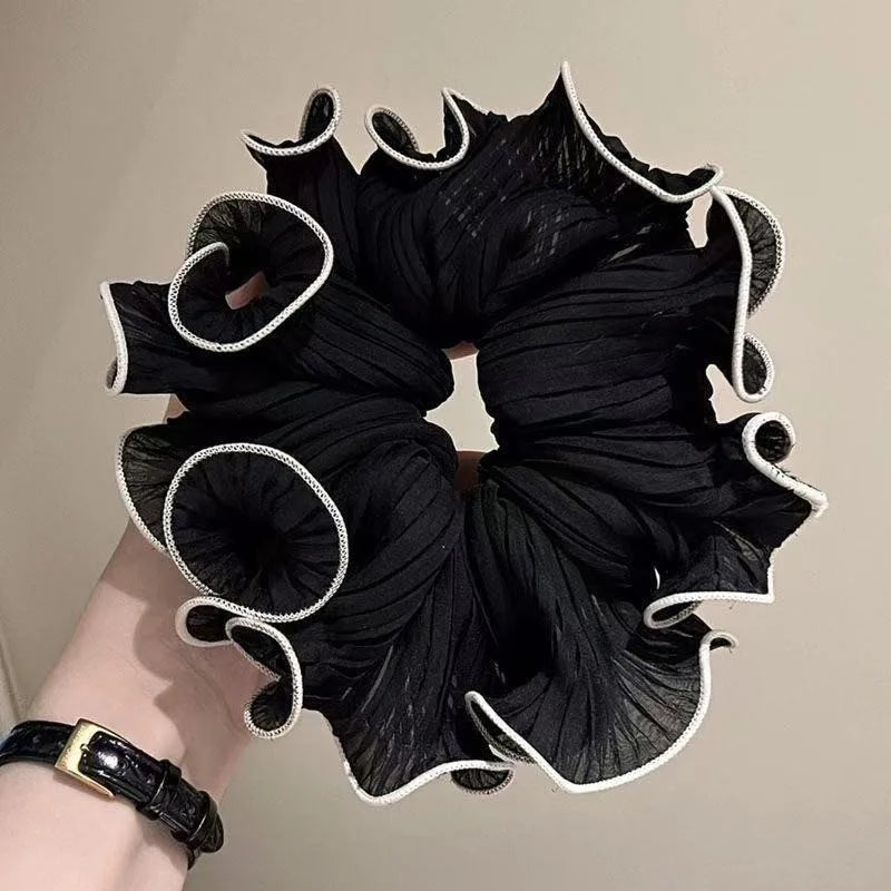 1/4Pcs New Korean Retro Folded Chiffon Oversize Scrunchies Women Sweet Temperament Fashion Exaggerated Hair Band Hair Accessorie