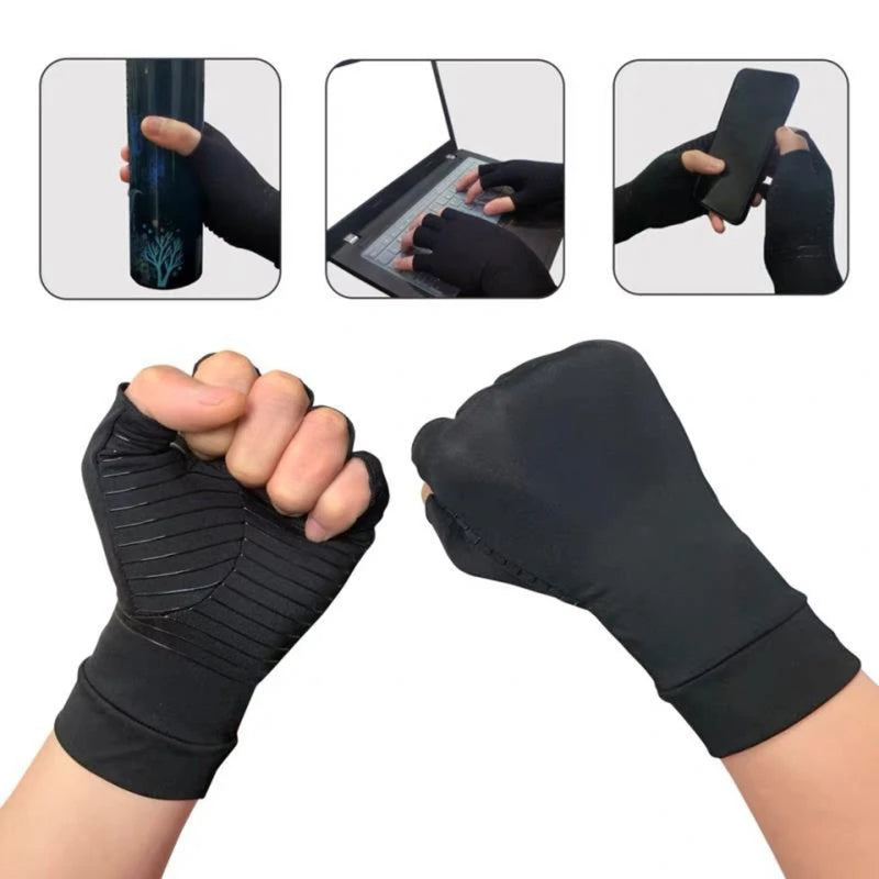 Copper Compression Arthritis Gloves Protect Hand Wrist Support Non-Slip Unisex Mitten Finger Joint Outdoor Effective Pain Relief