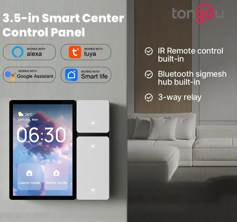 TONGOU Tuya WiFi 3.5-inch Smart Home Control Panel Tuya Zigbee Wall Switches Home Automation LCD Screen IR Remote Controlle