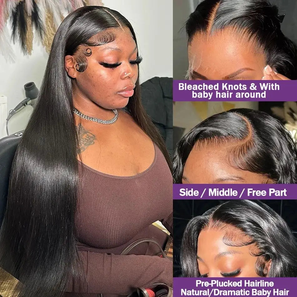 Straight Hd Transparent 13x6 Lace Frontal Wig Brazilian 30 40 Inch 13x4 Lace Front Human Hair Wigs 200 Density For Black Women
