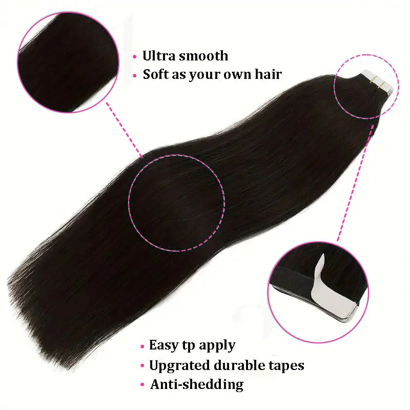 Remy Straight Tape In Hair Extensions Brown Invisible Blonde Virgin Skin Weft 100 Human Hair Extension 24 26 inch For Women