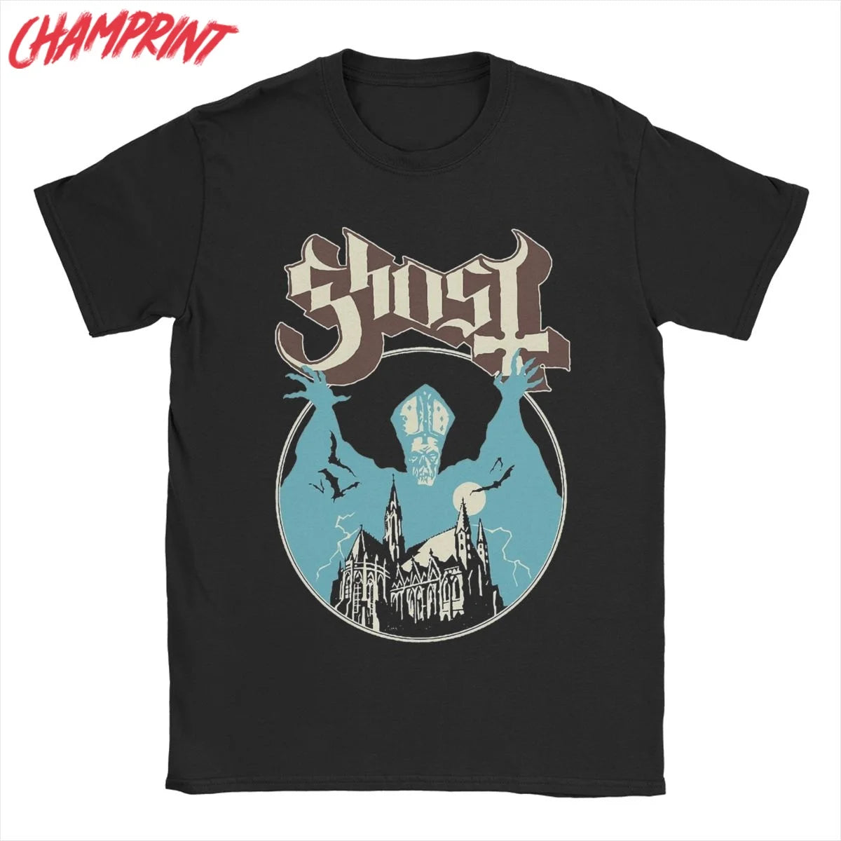 Humorous Ghost Band T-Shirt for Men O Neck 100% Cotton T Shirts Short Sleeve Tee Shirt Gift Idea Tops