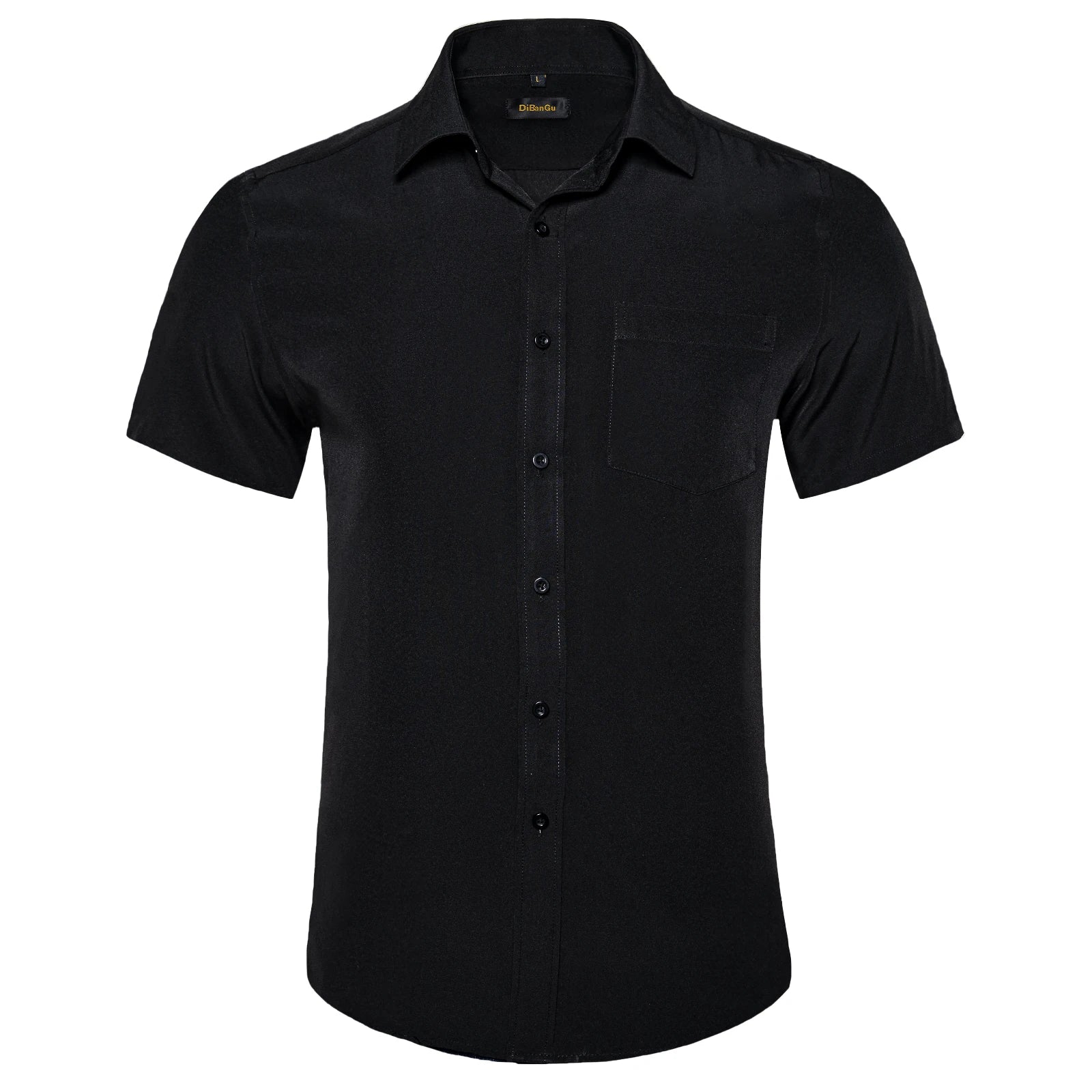Men Shirts Short Sleeve Cotton Polyester Summer T-shirts Solid Black White Red Business Casual Tops Hawaiian Shirt