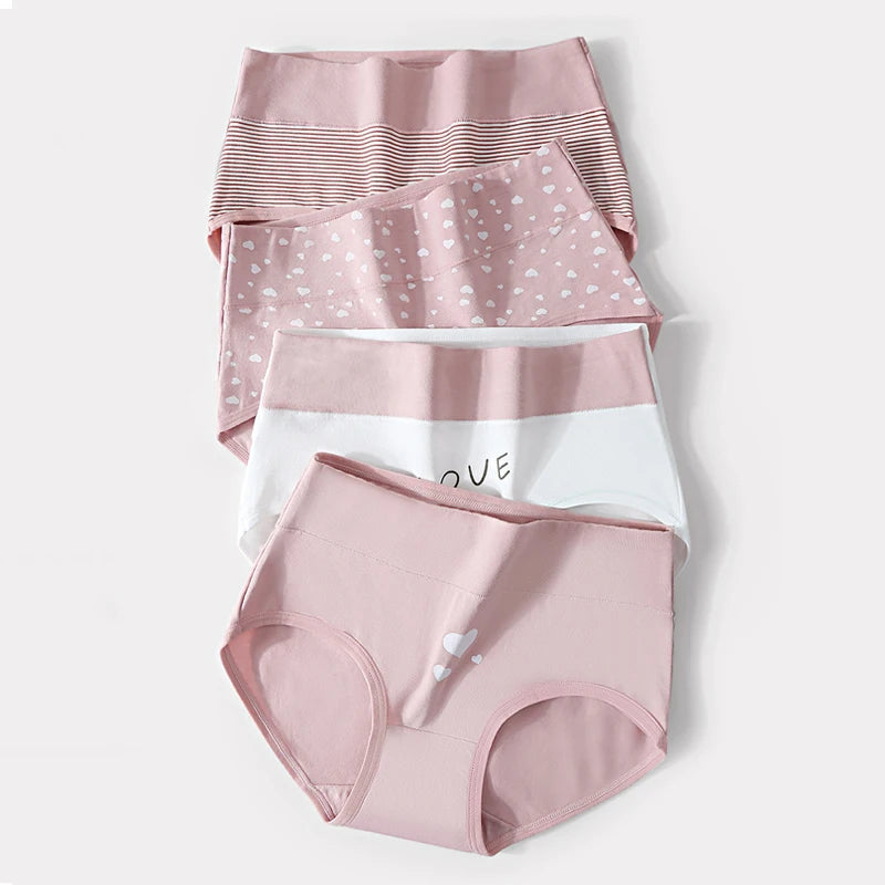 Plus Size 4Pcs High Waist Women‘s Panties Body Shaper Underwear Breathable Cotton Briefs Grils Panty Sexy Slim Female Lingerie