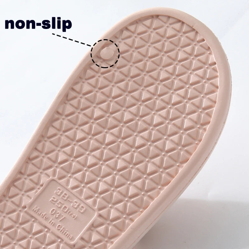 Soft Home Slippers Couples Summer Indoor Non-Slip Bathroom Slippers Solid Sandals Hotel Family Men Women Flip Flops Flat Shoes