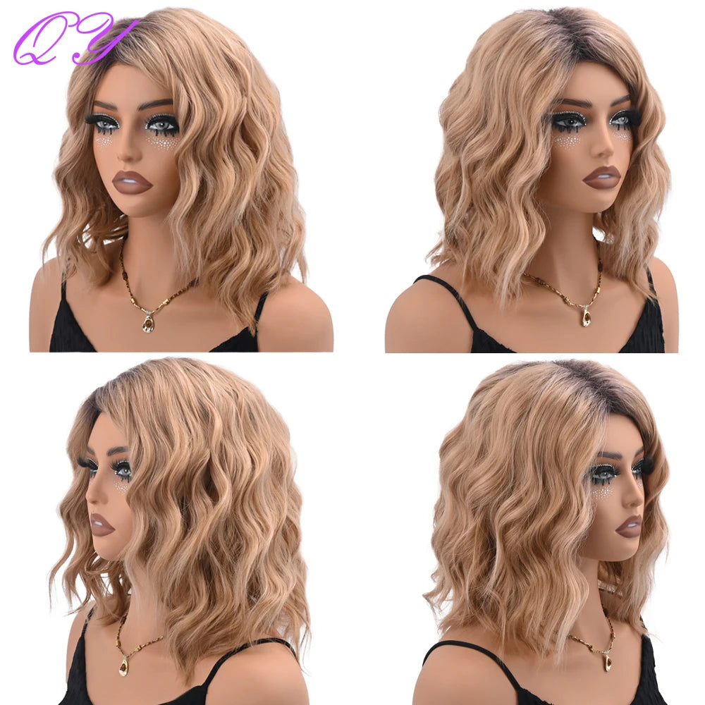 Synthetic Short Water Wave Curly Women's Wig  High Quality Daily Use Hair Wigs For Woman