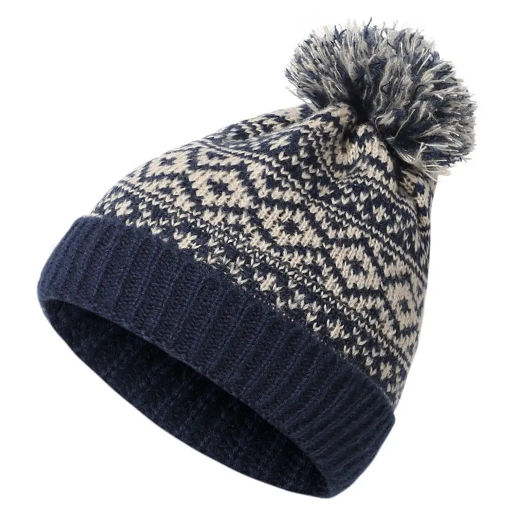 Ourdoor Winter Warm Mens Pom Pom Hat Knitted Beanie Cap Cable Bobble Hat Pom Wooly Cap