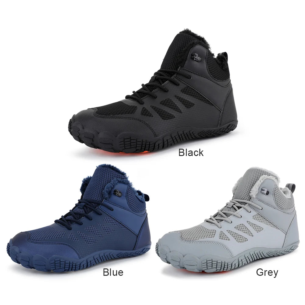 Womens Mens Winter Snow Boots Fur Lined Barefoot Shoes Waterproof Walking Shoes Anti-Slip Outdoor Booties