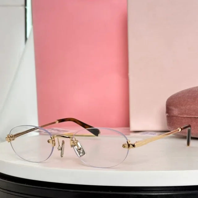 New frameless oval women's small glasses sunglasses brand designer fashionable luxury girls travel driving party sunglasses