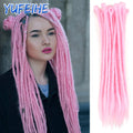 Dreadlocks Extensions Thin 0.7cm Width Synthetic Crochet Braids Hair Dreads Fake Hair Ombre Mint Green Reggae Hip Hop Style Pink