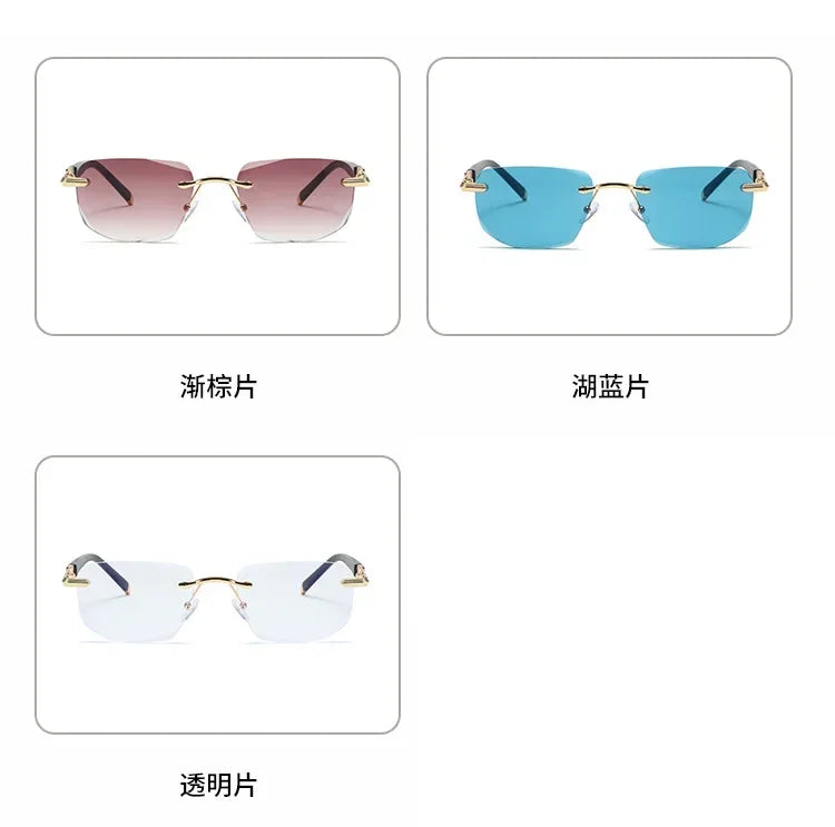 Ultra Light Frameless Diamond Cutting Reading Glasses  Women Men Anti Blue Light Presbyopia Glasses Fashion Sun Shading Glasses