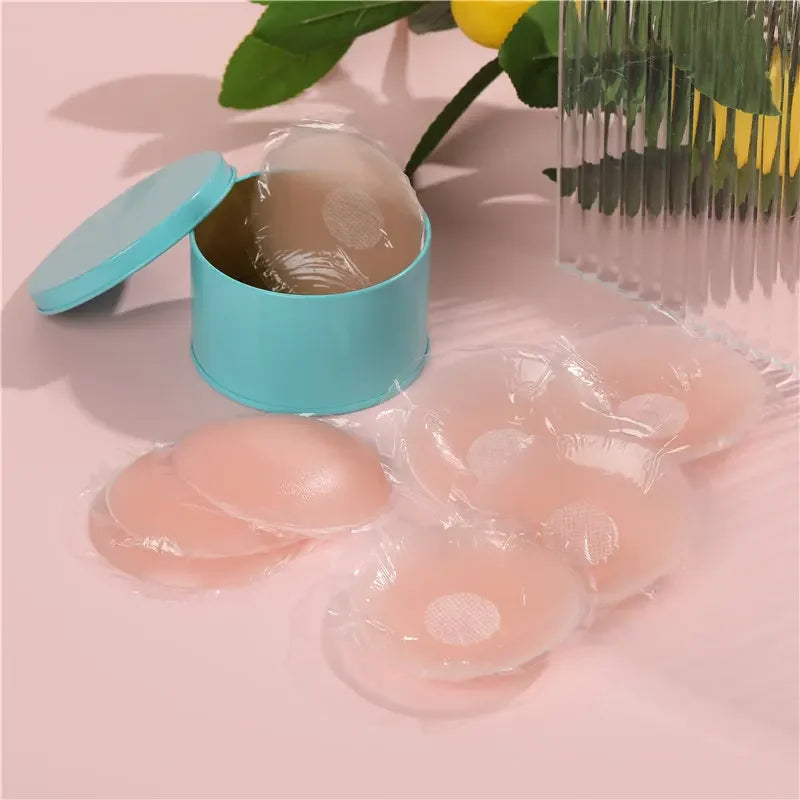 FINETOO 5/6 Pairs Breast Lift Up Tape Sexy Floral Nipple Cover Silicone Invisible Adhesive Stickers Reusable Paste Intimates