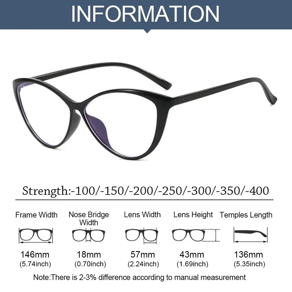 2024 Retro Myopia Glasses Women Mens Glasses European and American Style Cat Eye Reading Glasses-1.0 To -4.0 Eye Glasses