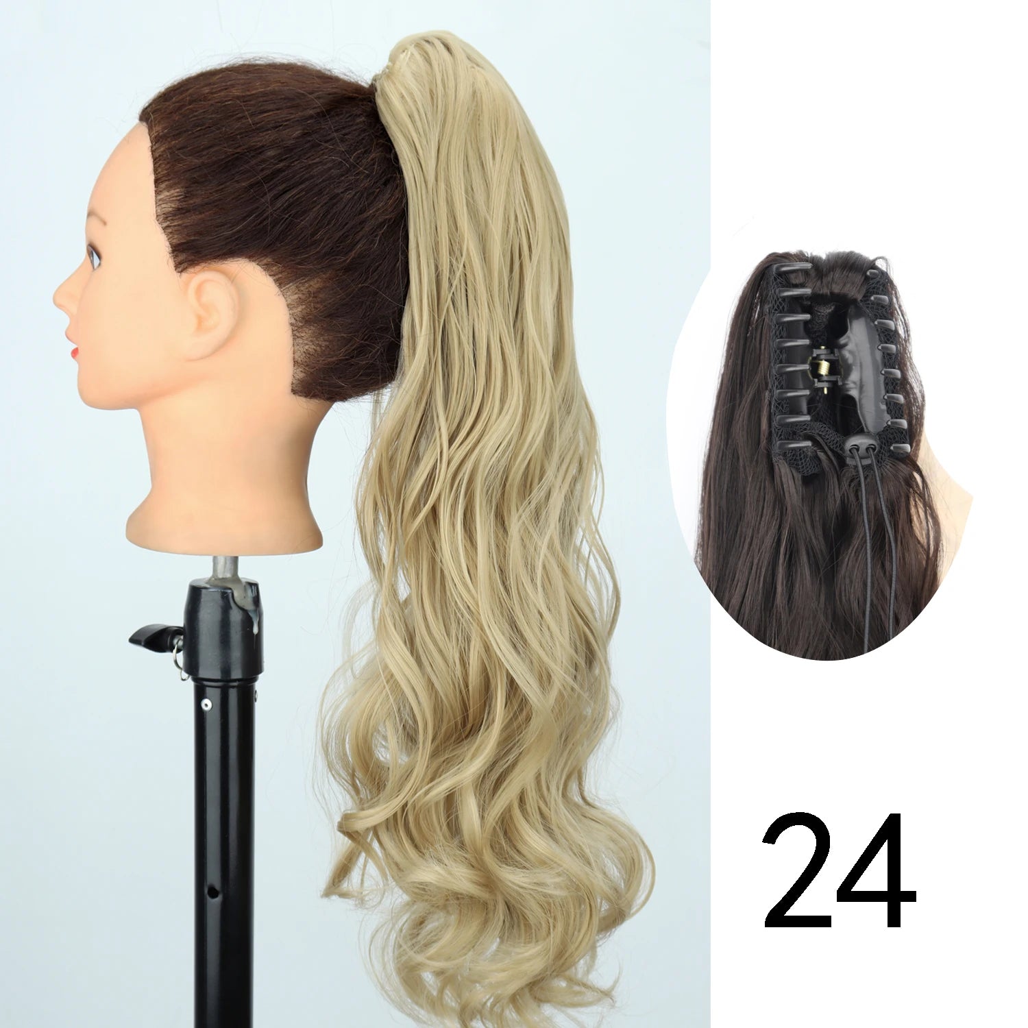 Synthetic 24Inch Wavy Claw Clip On Ponytail Hair Extension Ponytail Extension Hair For Women Pony Tail Hair Hairpiece