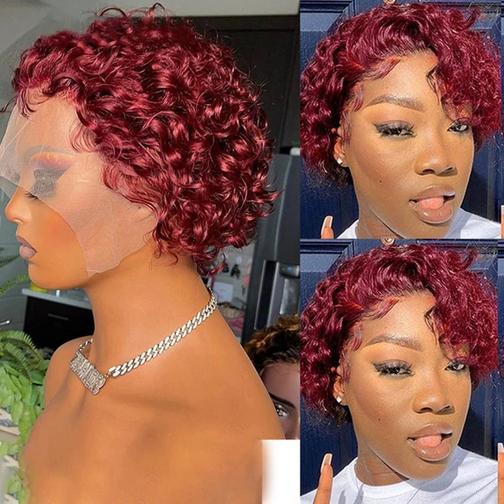 Short Pixie Cut Wigs Brazilian Human Hair Curly Wigs Cheap 13X1 Transparent Lace Wig Preplucked Hairline Wigs For Black Women