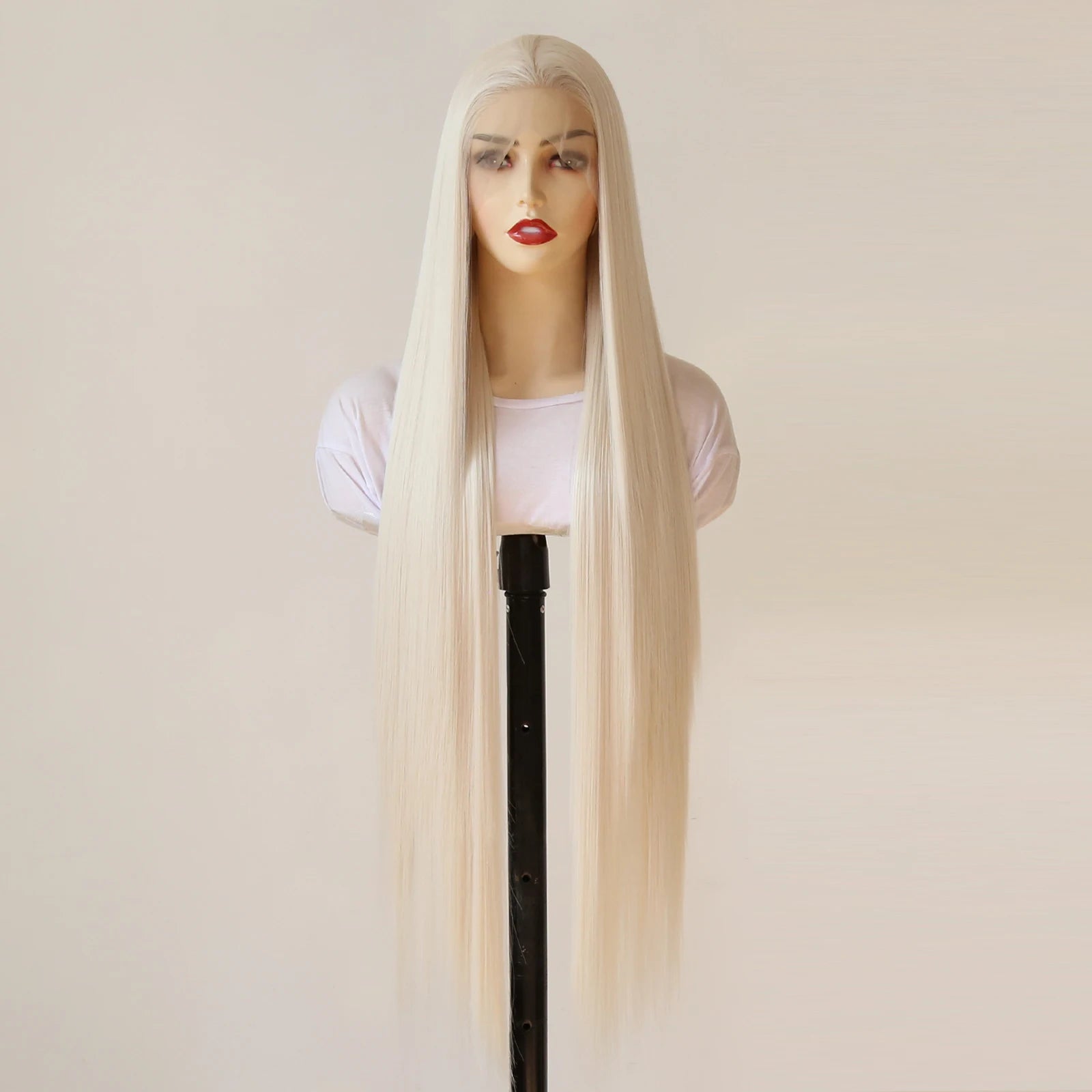 Platinum Blonde Wig 13x4 Synthetic Lace Front Wig Long Straight 40inch Synthetic Wig Pre Plucked Heat Resistant Fiber Hair Wig