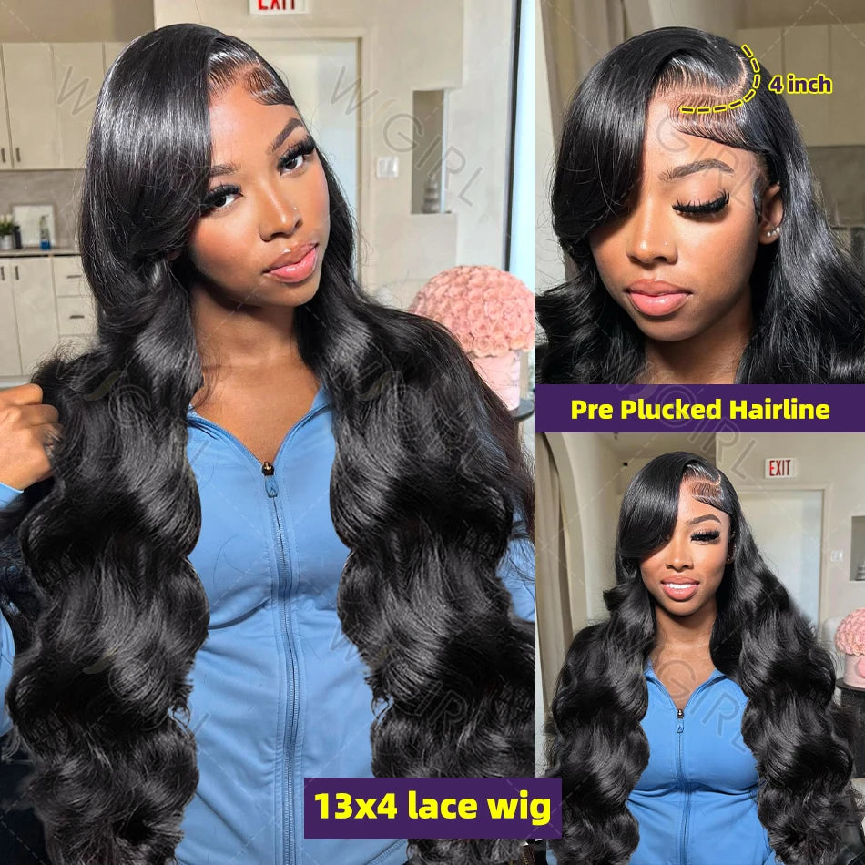 Wigirl High 200 Density 30 40 Inch 13x6 HD Transparent Body Wave Lace Front Human Hair Wigs Brazilian Wavy 13x4 Lace Frontal Wig