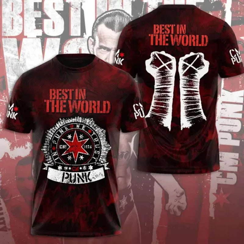 1 Piece Custom Your Picture 2025 Men'S CM PUNK Fan T-Shirt Men'S And Women'S Round Neck T-Shirt Summer Short Sleeved Oversized S