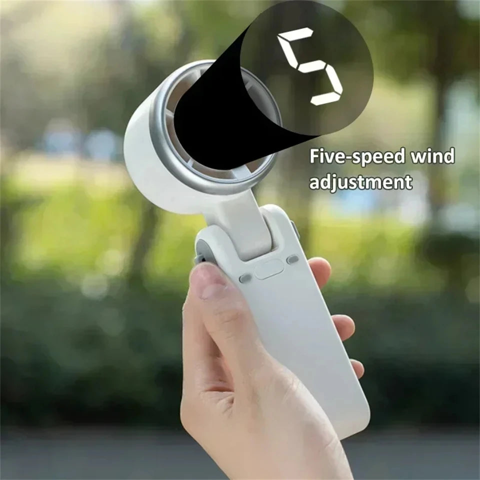 MEUYAG Portable 3-in-1 Turbo Handheld Fan, 5 High-Speed Settings, 3600mAh Power, Digital Screen, Foldable USB/Type-C Charge