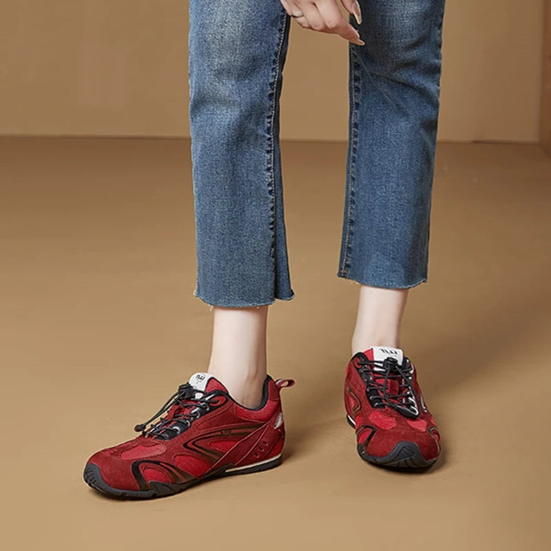 2026 New Women's Flat Sneakers Non-slip Running Women Moral Training Shoes Large-Size Colorblock Casual Skateboard Shoes Female