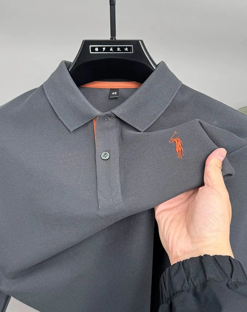 High end brand 100% cotton long sleeve polo shirt men's autumn fashion designer new Paul Pony embroidery casual golf T-shirt