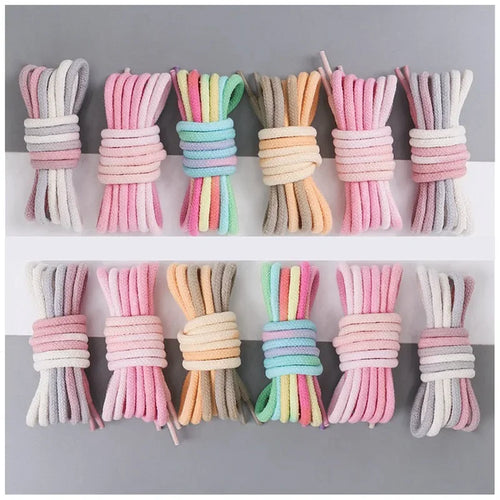 1Pair Colorful Round Shoelaces Rainbow Cotton Shoelace Running Sneakers Laces 80/100/120/140/160CM Shoe laces Shoes Accessories