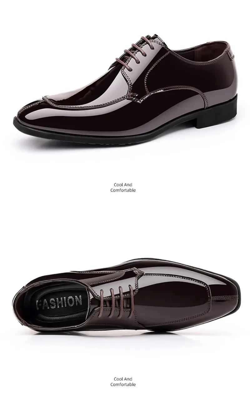 Shoes for Men Fashion Patent Leather Shoes Luxury Pointed Toe Oxford Shoes Men High Quality Business Shoe Designer Wedding Shoe