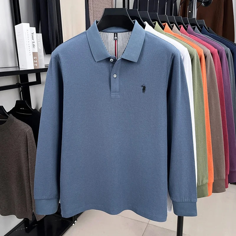 Fashion autumn and winter new item Paul brand embroidered polo shirt mens brand business casual comfortable long sleeved T-shirt