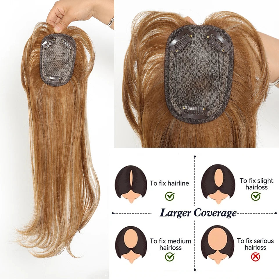 Synthetic Topper Clip In Hair Extensions with Bangs for Women Increase The Amount Of Hair On The Top Of The Head Cover The White