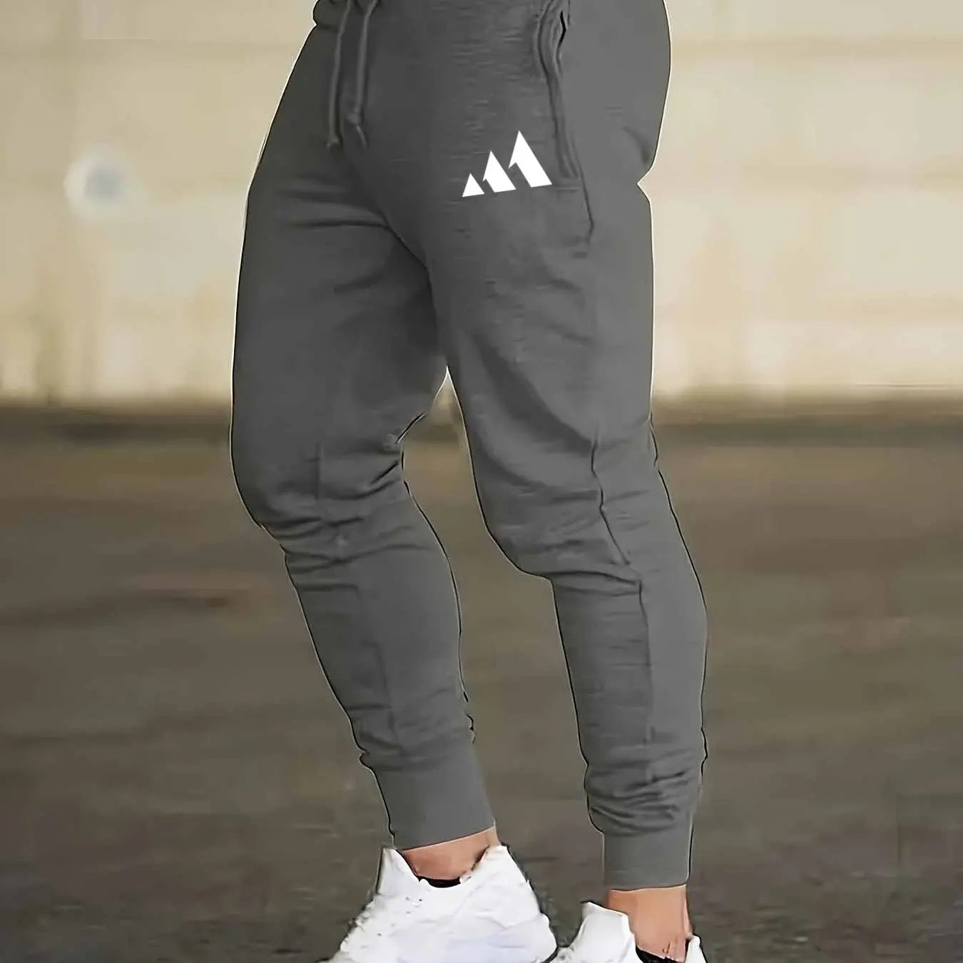 Men's Casual Sports Pants with Drawstring & Letter Print High Quality Fabric Slight Stretch Loose Fit for Spring Autumn Outdoor