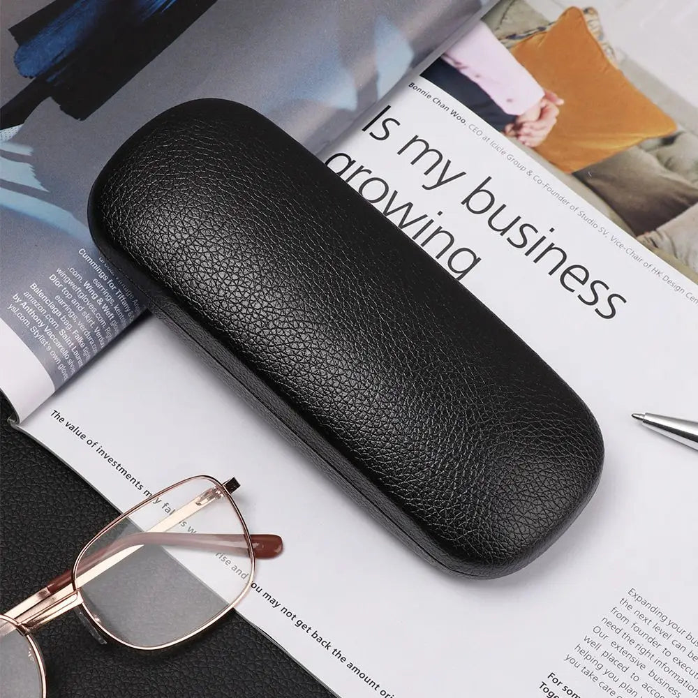 Unisex Waterproof PU Leather Litchi Grain Black Spectacle Cases Glasses Box Hard Frame Eyeglass Cases Eyewear Protector