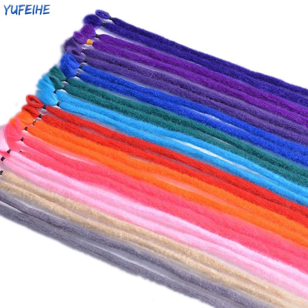 Dreadlocks Extensions Thin 0.7cm Width Synthetic Crochet Braids Hair Dreads Fake Hair Ombre Mint Green Reggae Hip Hop Style Pink