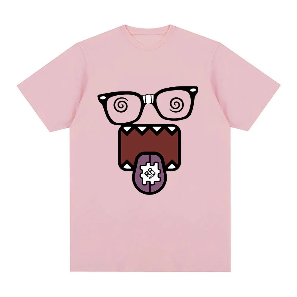 Domo Kun Funny Meme T Shirts Men's Women Clothing Cotton Casual T-Shirts Vintage Short Sleeve Oversized T-shirt Tops Streetwear