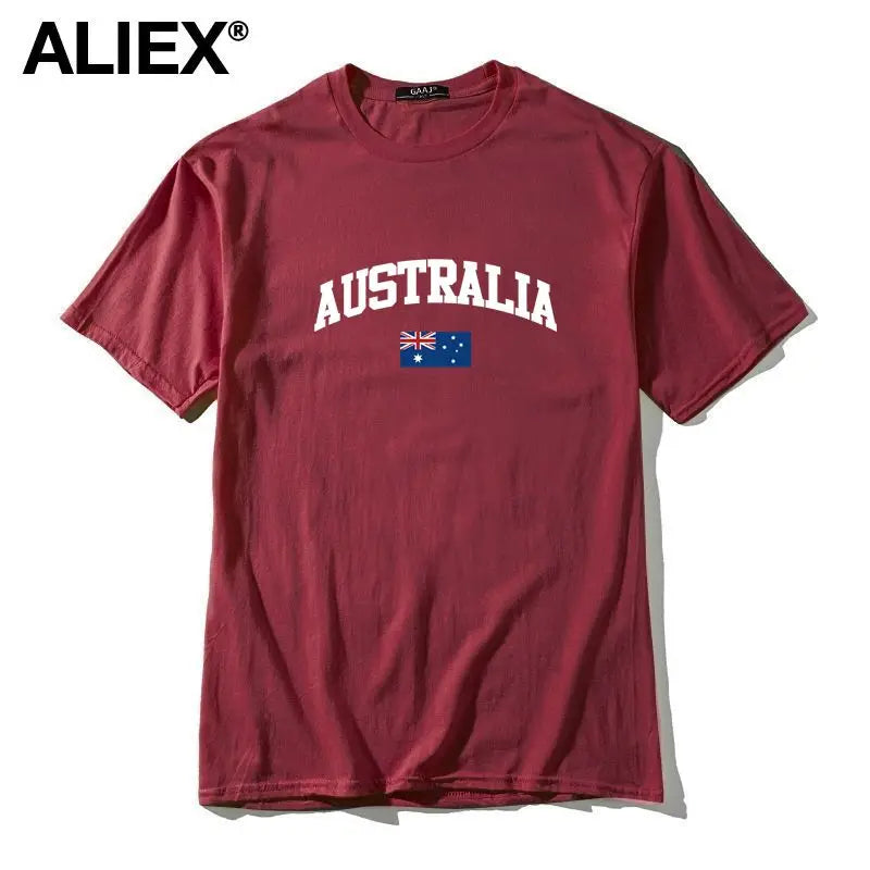 100 Cotton ALIEX Australia Flag T Shirt Men T Shirts Homme T-shirts For Man Top Top Tee 3XL Clothing Funny Tshirt Brand  UTSDA#