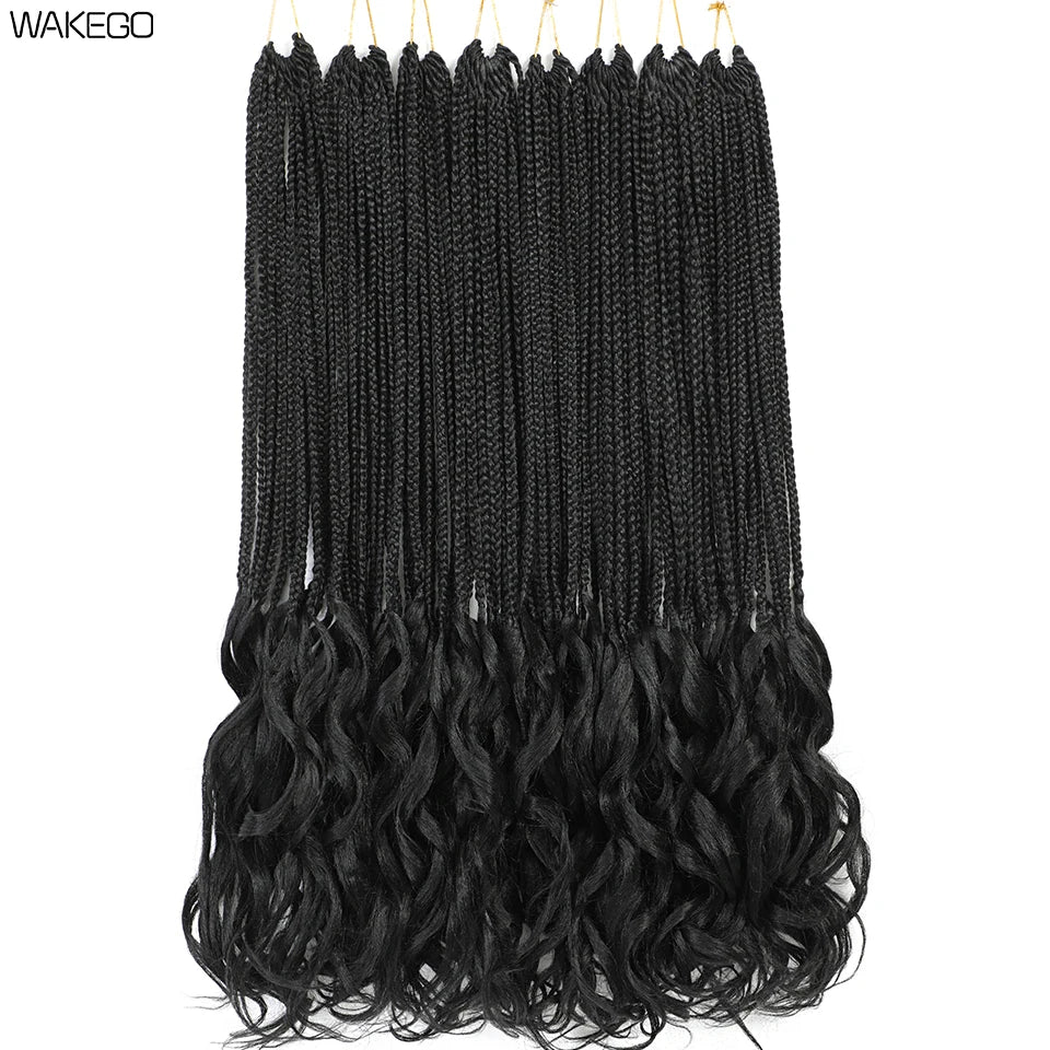 24 18 14 Inches French Curly Crochet Braids New Goddess Box Braids Bouncy French Curl Braid Hair Crochet Synthetic Braiding Hair