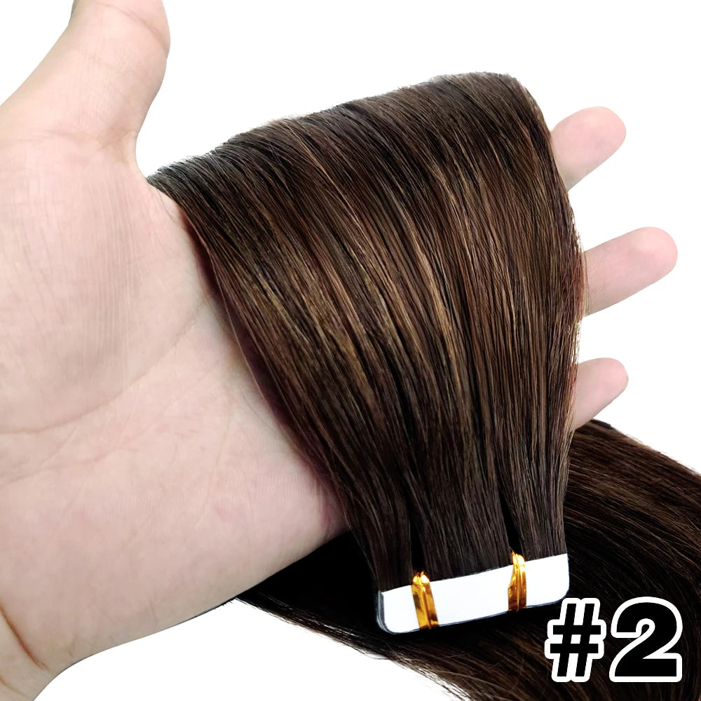 Remy Straight Tape In Hair Extensions Brown Invisible Blonde Virgin Skin Weft 100 Human Hair Extension 24 26 inch For Women