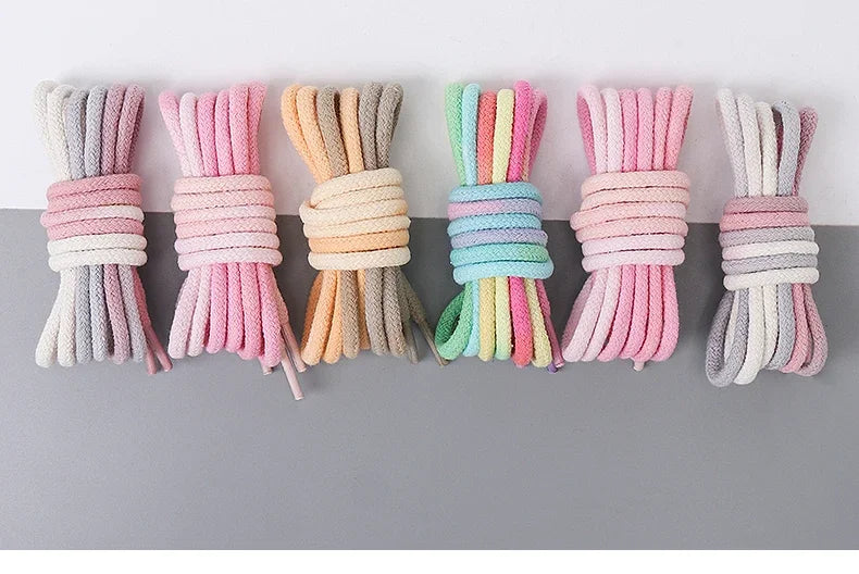 1Pair Colorful Round Shoelaces Rainbow Cotton Shoelace Running Sneakers Laces 80/100/120/140/160CM Shoe laces Shoes Accessories
