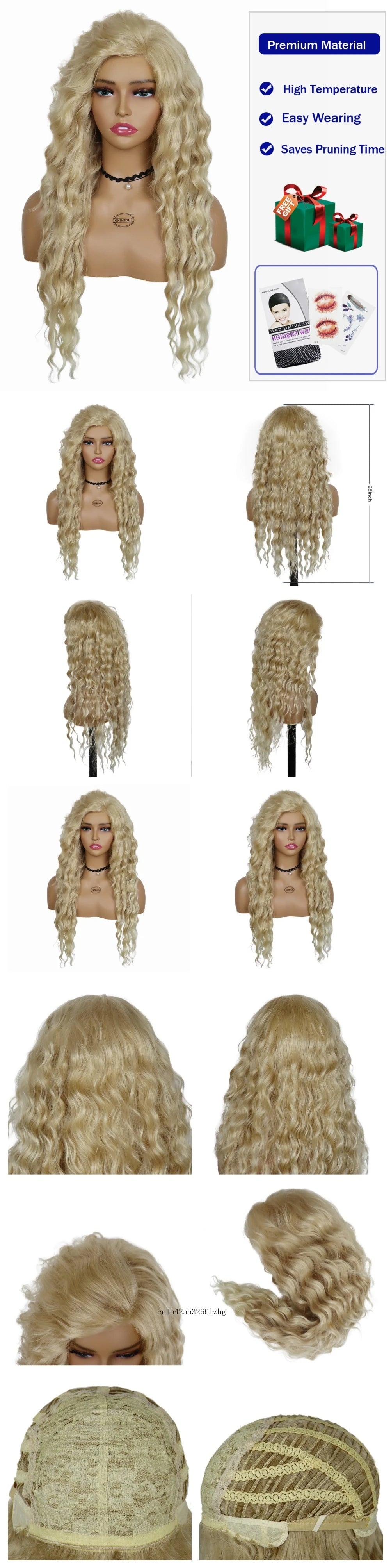 GNIMEGIL Synthetic Grey Hair Long Water Wave Wigs for Women Natural Fluffy Curly Wave Wig Cosplay Halloween Party Heat Resistant